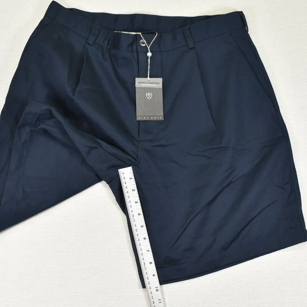 NWT Nike Golf Shorts Navy Blue Pleated Front Mens 36 NOS Deadstock Y2K 2004 Vtg